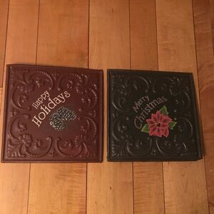 EUC Holiday & Christmas Decorative Wall Handpainted Ceiling Tin Wall Decor/Signs